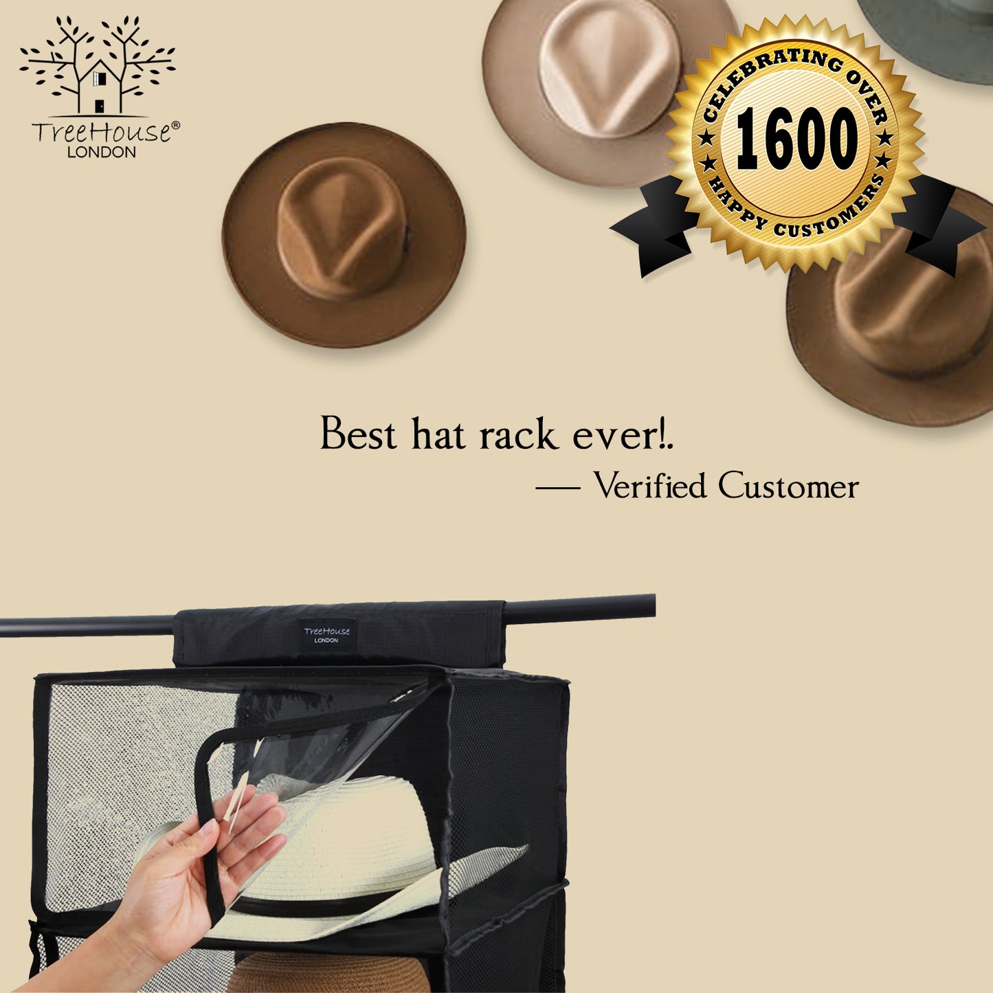 Cowboy Hat Hanging Rack with Dust Cover (XL)